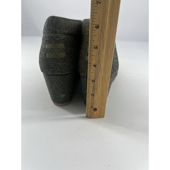 Toms Boots Womens Size 10 Green Black Ankle Booties Espadrille Wedge Heels Lace - Picture 9 of 10